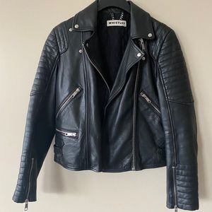 Whistles Dylan Leather Biker Jacket US6